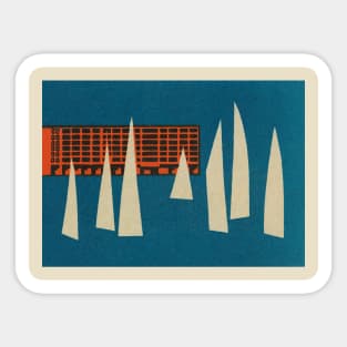 Vintage Sail Boats Illustration //// Minimal Marina Design Sticker
